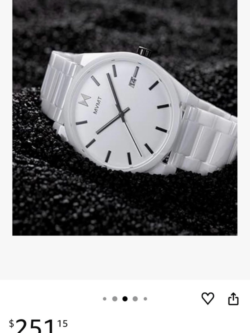 MVMT White Ceramic Watch with Black Accents